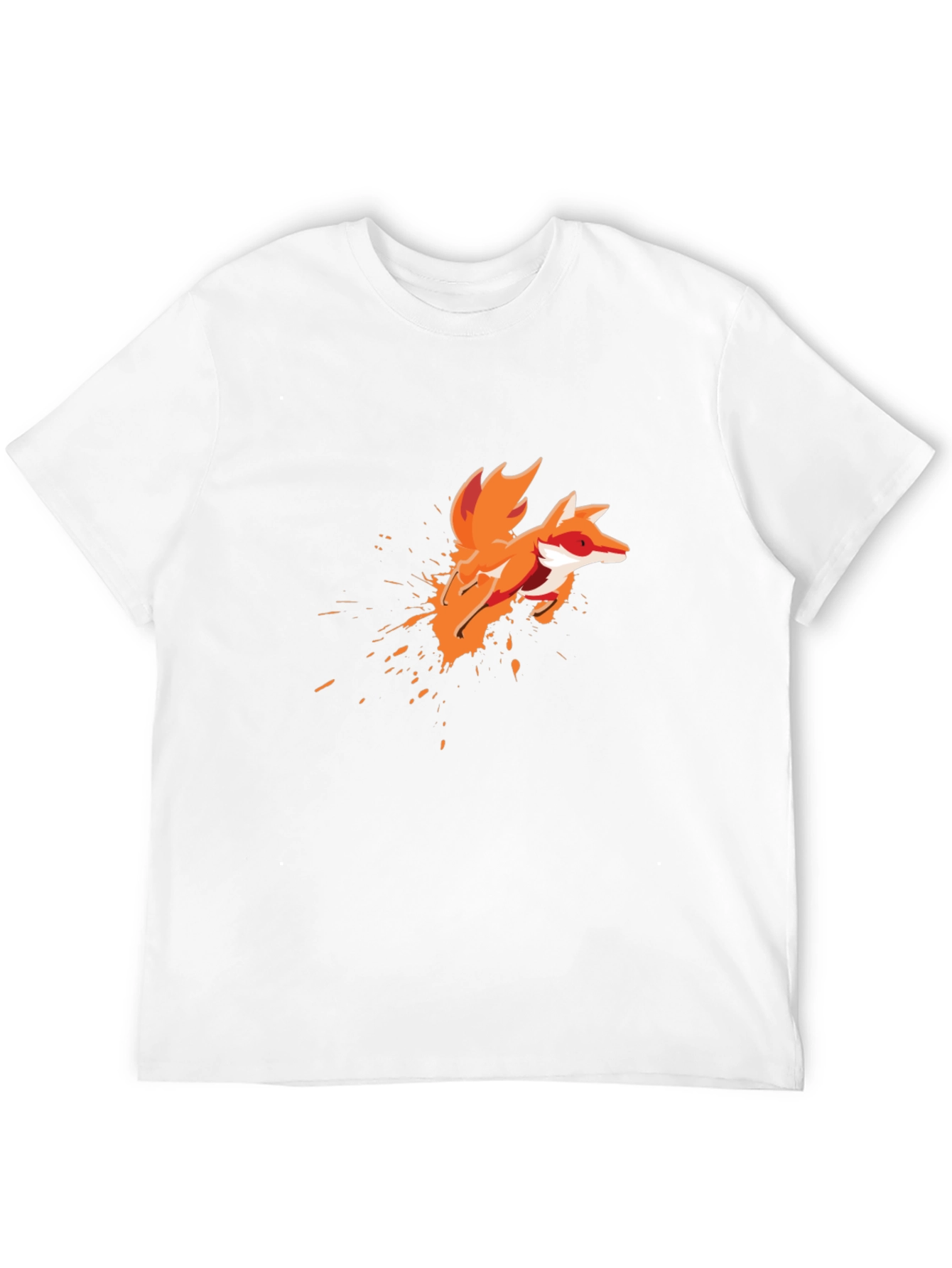 Mens Black T-Shirt with Artistic Fox Graphic