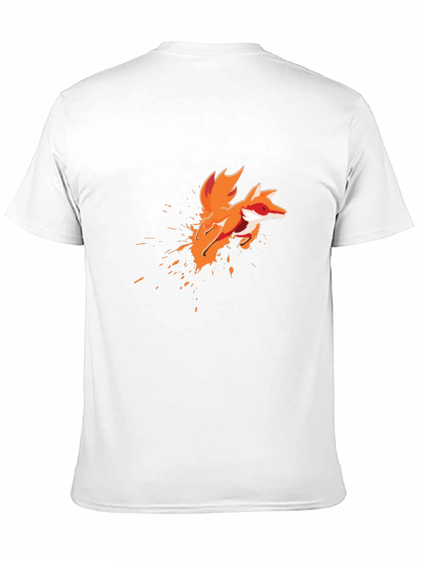 Mens Black T-Shirt with Artistic Fox Graphic