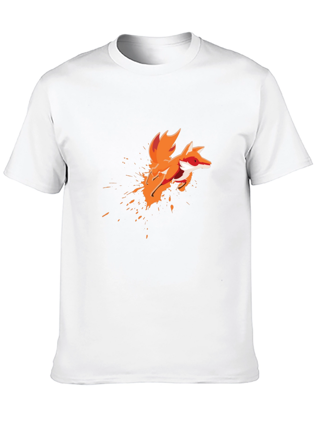 Mens Black T-Shirt with Artistic Fox Graphic