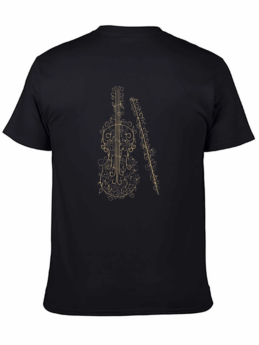 Musical Violin Graphic Tee - Black Cotton T-Shirt