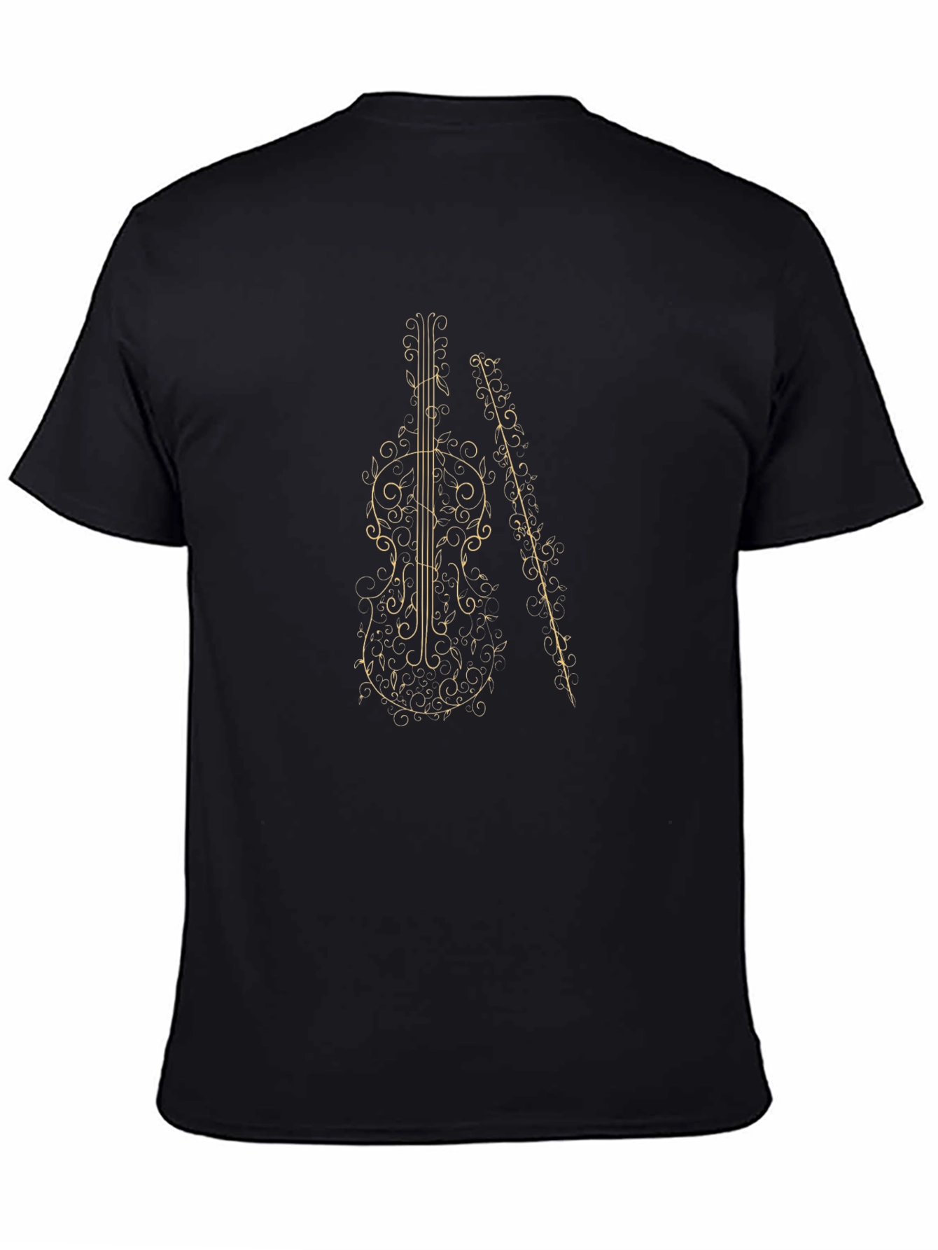 Musical Violin Graphic Tee - Black Cotton T-Shirt