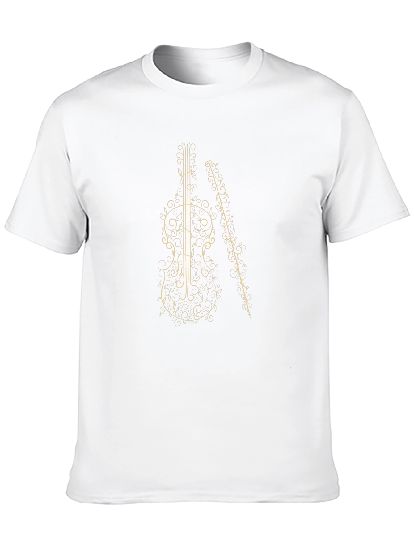Musical Violin Graphic Tee - Black Cotton T-Shirt