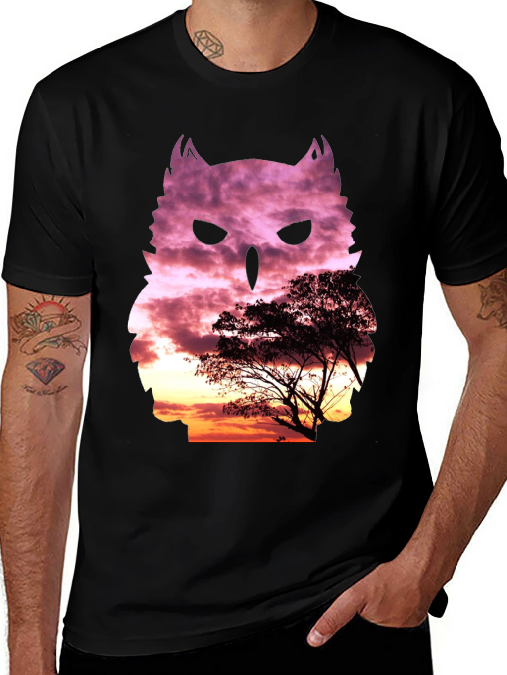 Owl Sunset T-Shirt - Nature Inspired Graphic Tee