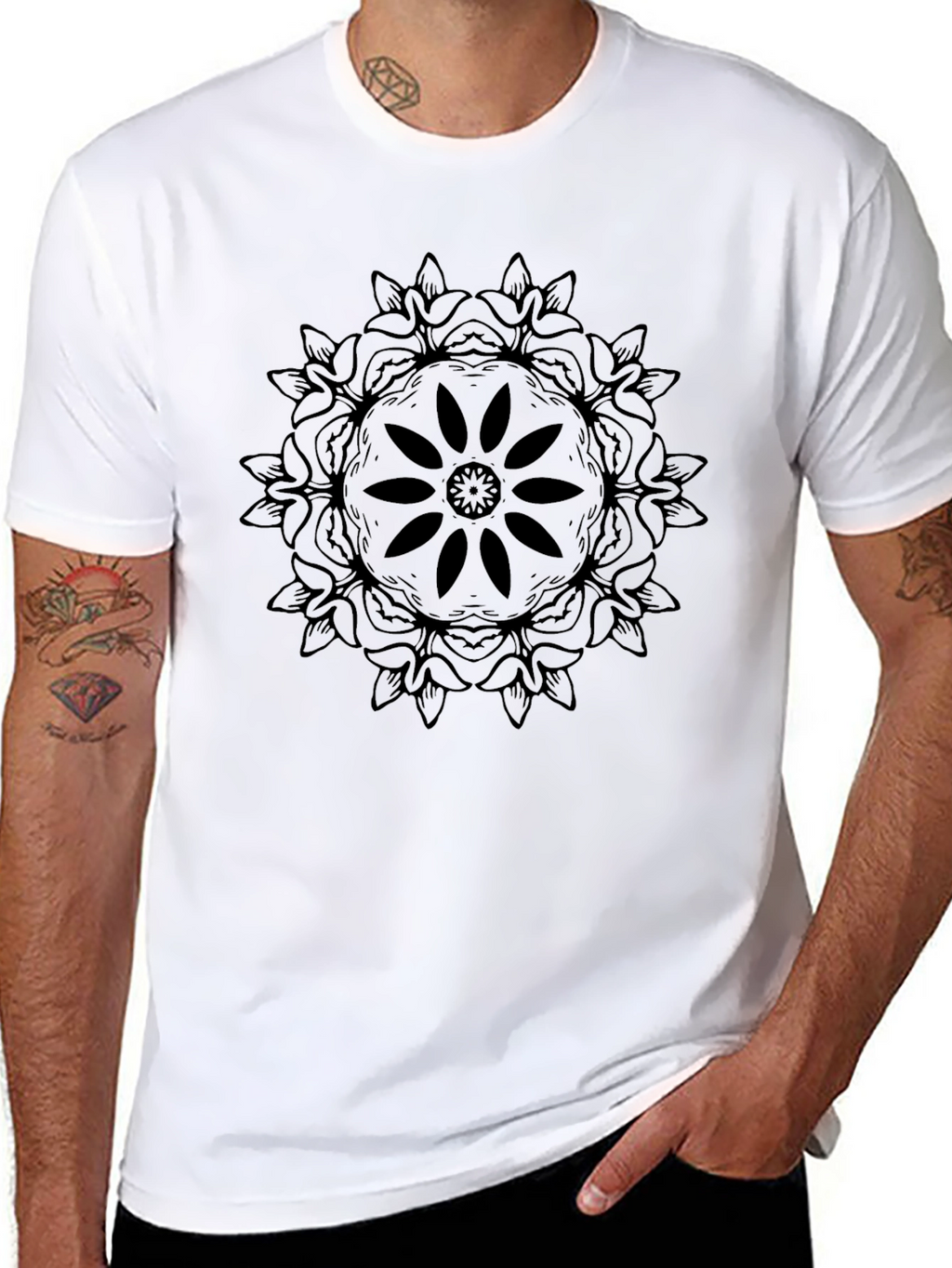 Black Mandala Graphic Tee - Stylish Unisex Shirt