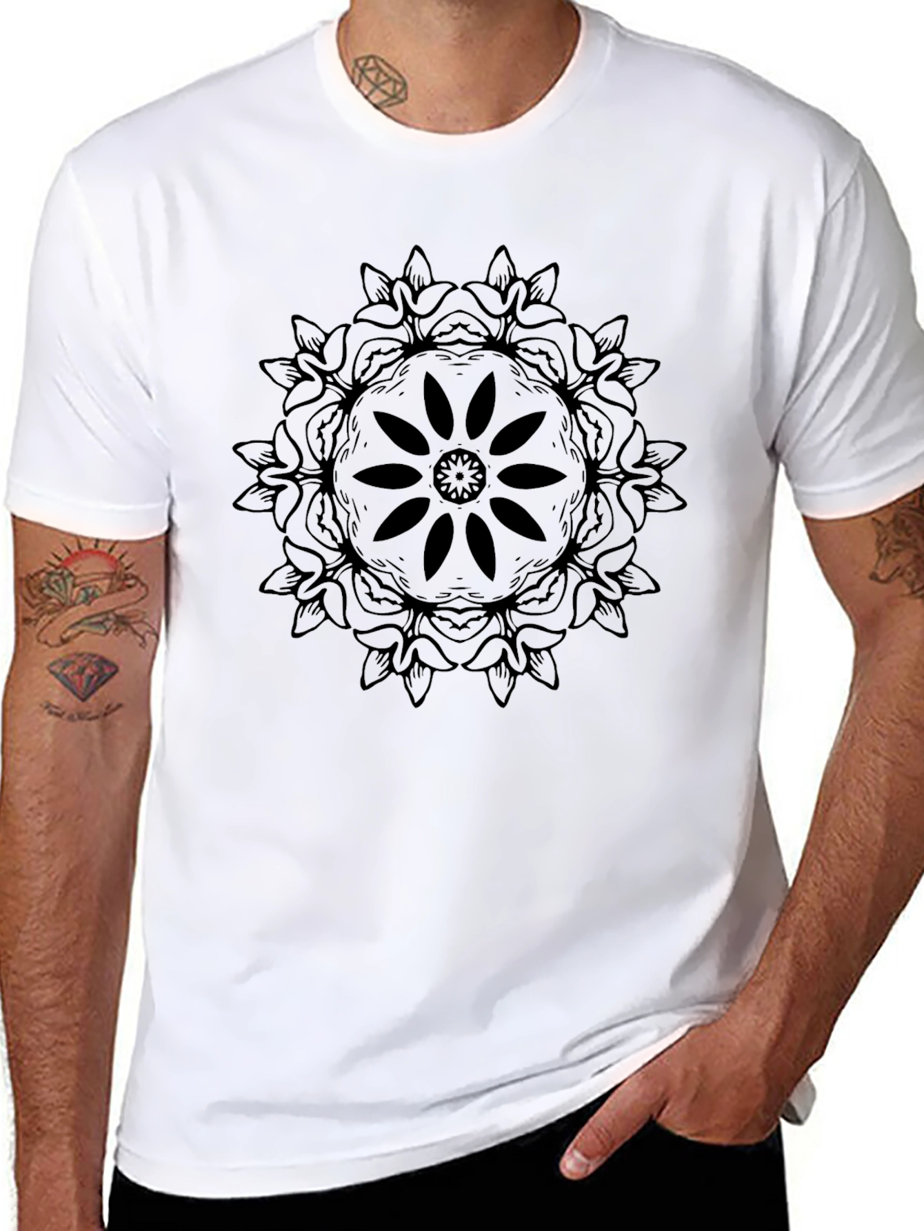 Black Mandala Graphic Tee - Stylish Unisex Shirt