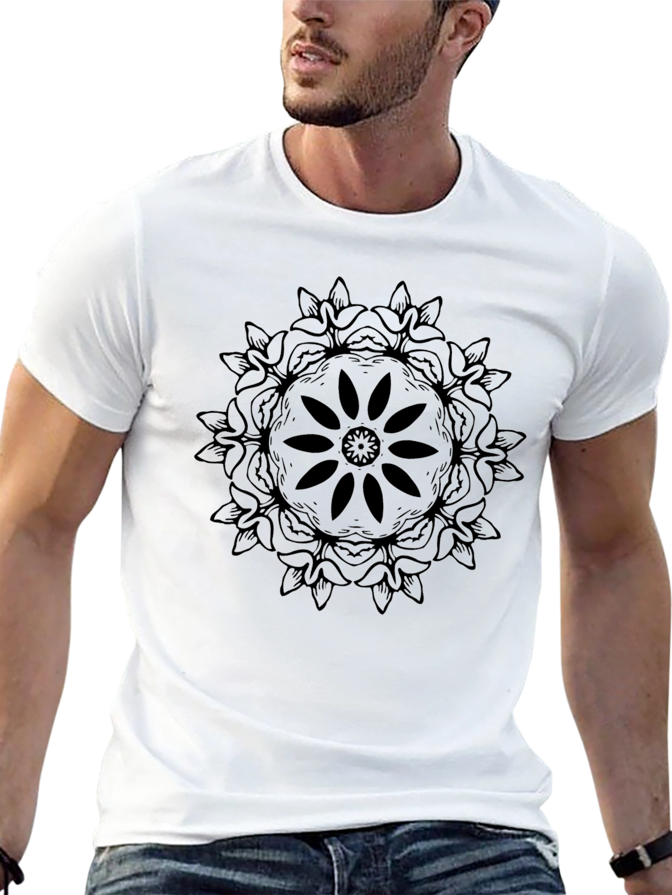 Black Mandala Graphic Tee - Stylish Unisex Shirt
