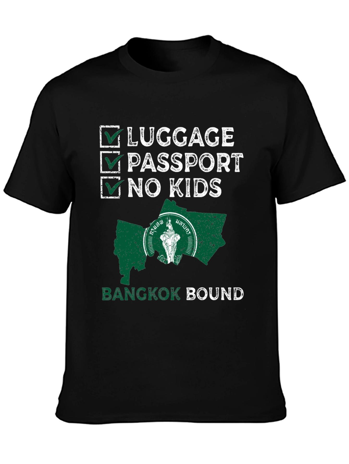 Bangkok Bound T-Shirt: Luggage Passport No Kids - Travel Ready!