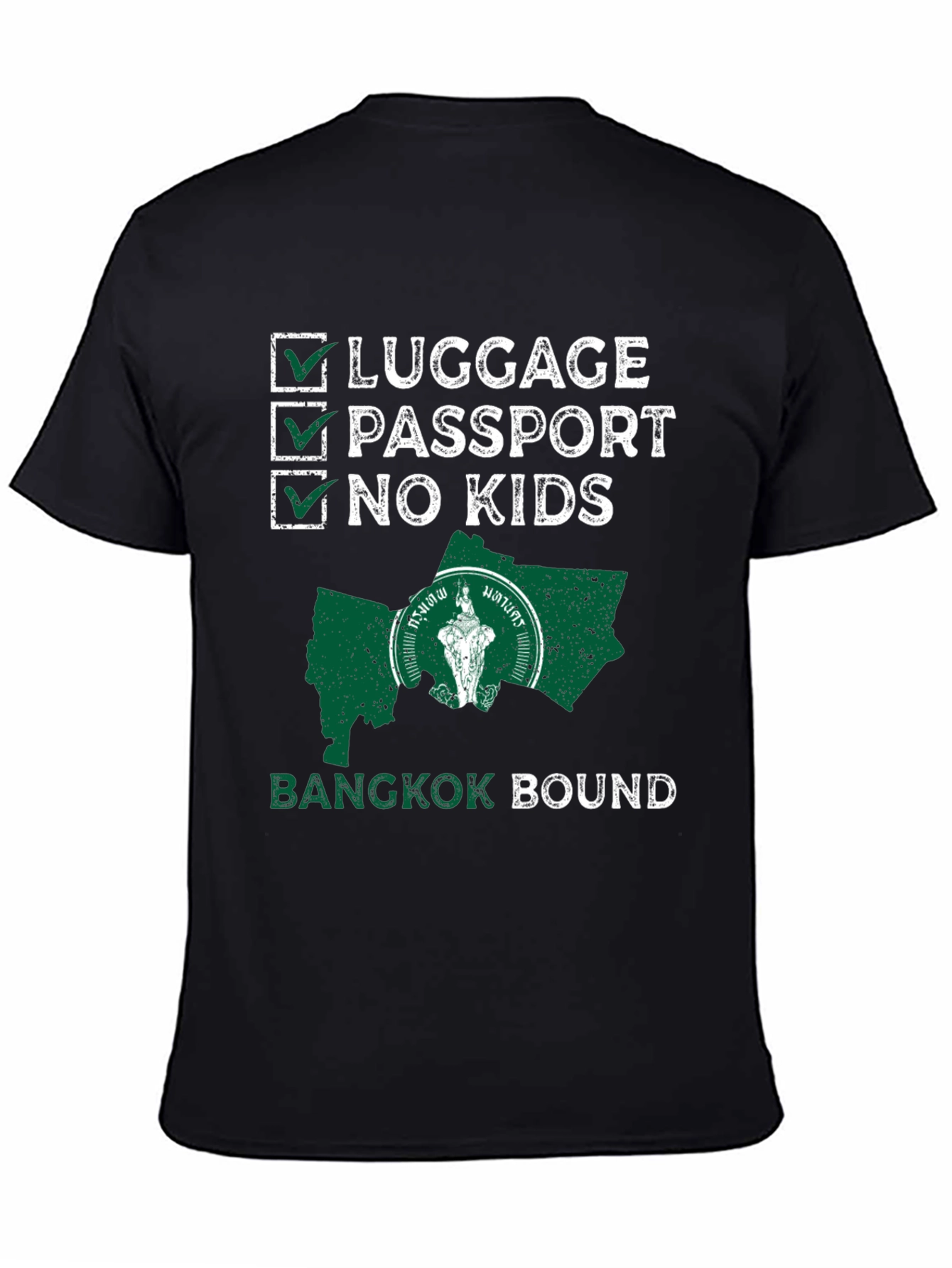 Bangkok Bound T-Shirt: Luggage Passport No Kids - Travel Ready!