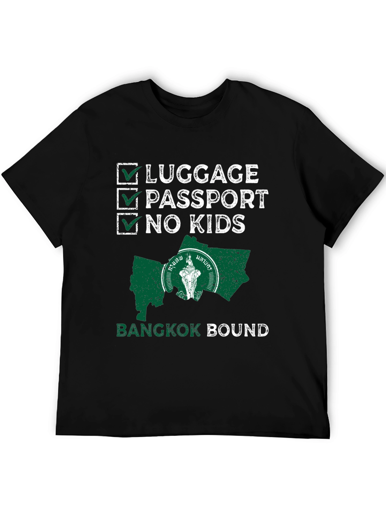 Bangkok Bound T-Shirt: Luggage Passport No Kids - Travel Ready!