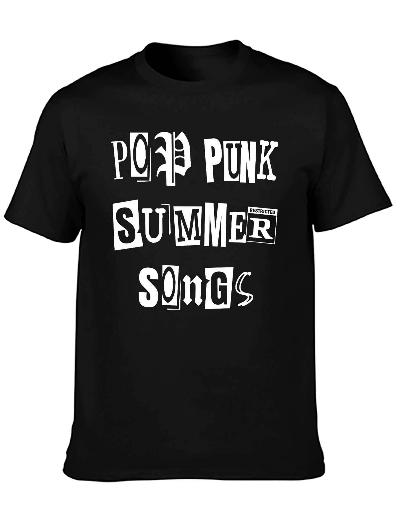 Pop Punk Summer Songs Black Graphic Tee