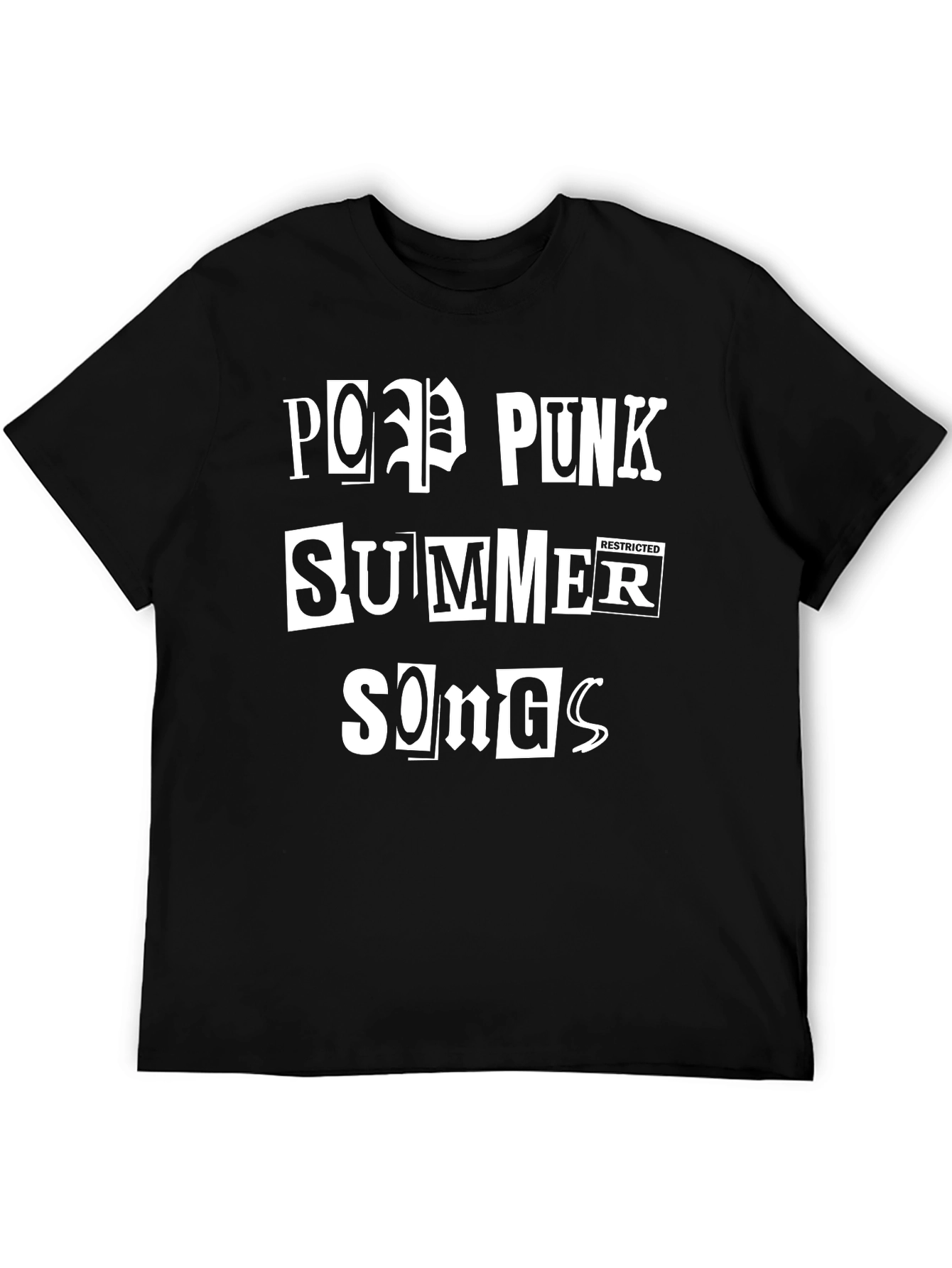 Pop Punk Summer Songs Black Graphic Tee