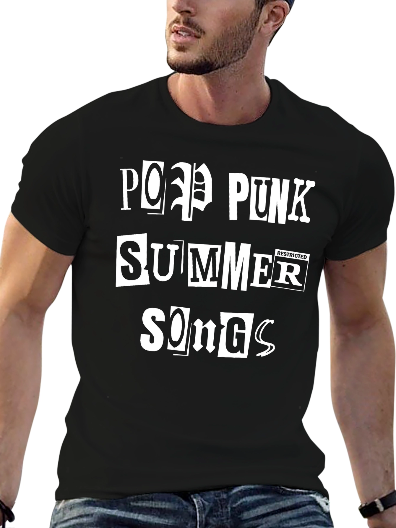 Pop Punk Summer Songs Black Graphic Tee