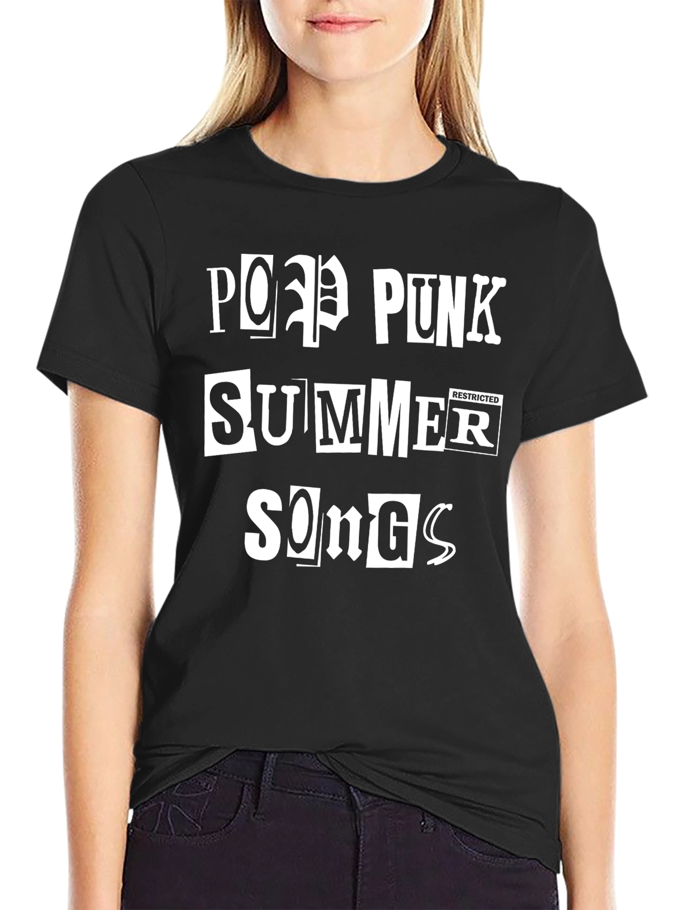 Pop Punk Summer Songs Black Graphic Tee
