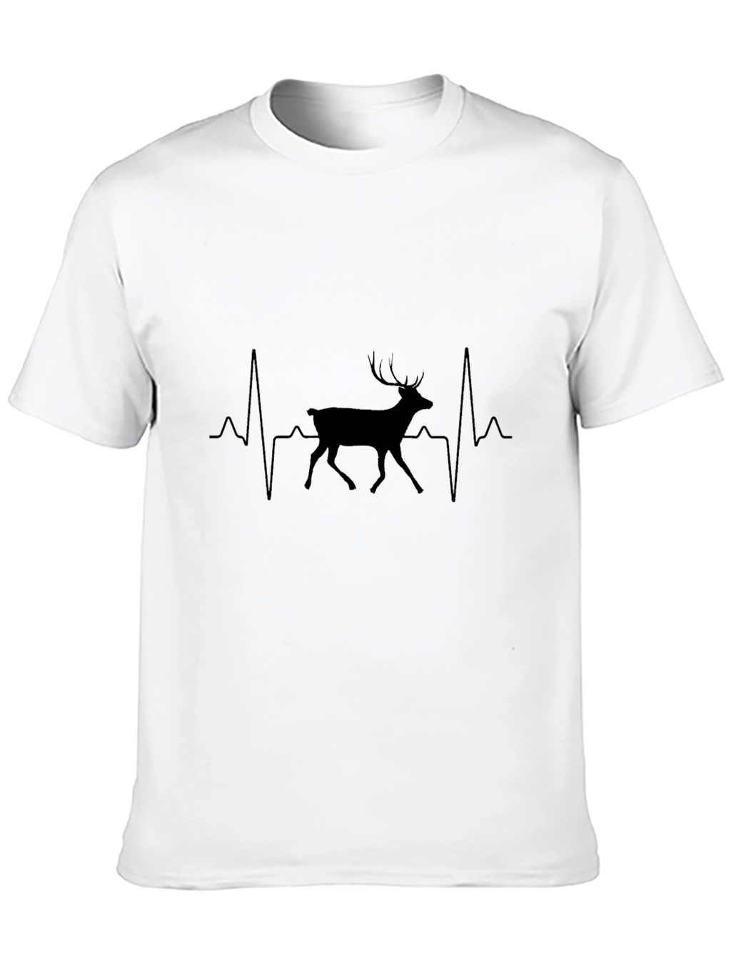 Heartbeat Deer Graphic Tee - Black Cotton T-Shirt