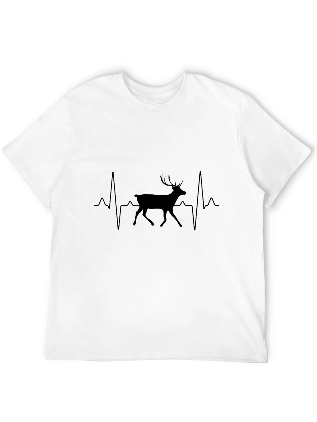 Heartbeat Deer Graphic Tee - Black Cotton T-Shirt