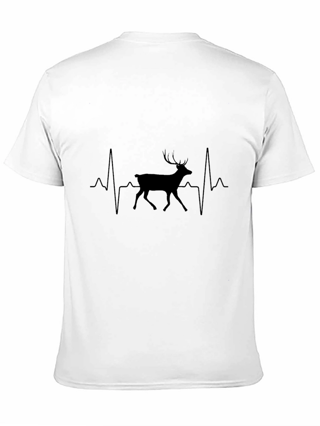 Heartbeat Deer Graphic Tee - Black Cotton T-Shirt