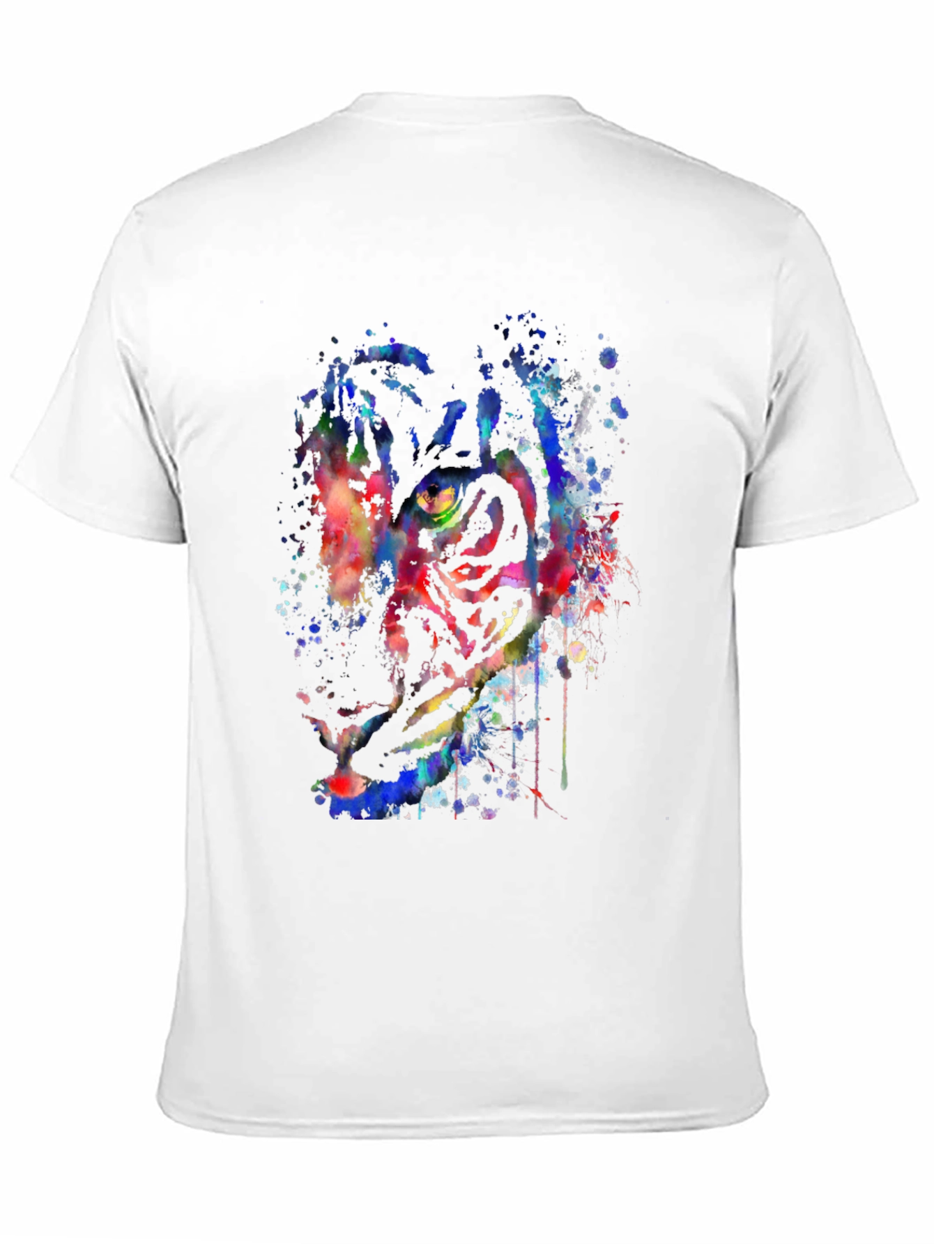 Colorful Tiger Splash Graphic Black T-Shirt