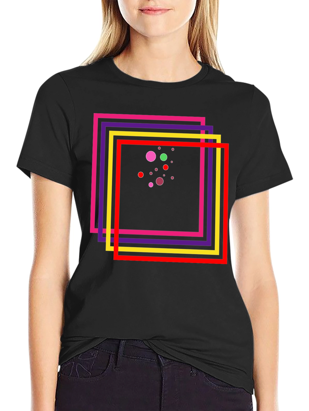 Abstract Geometric Graphic Tee - Black