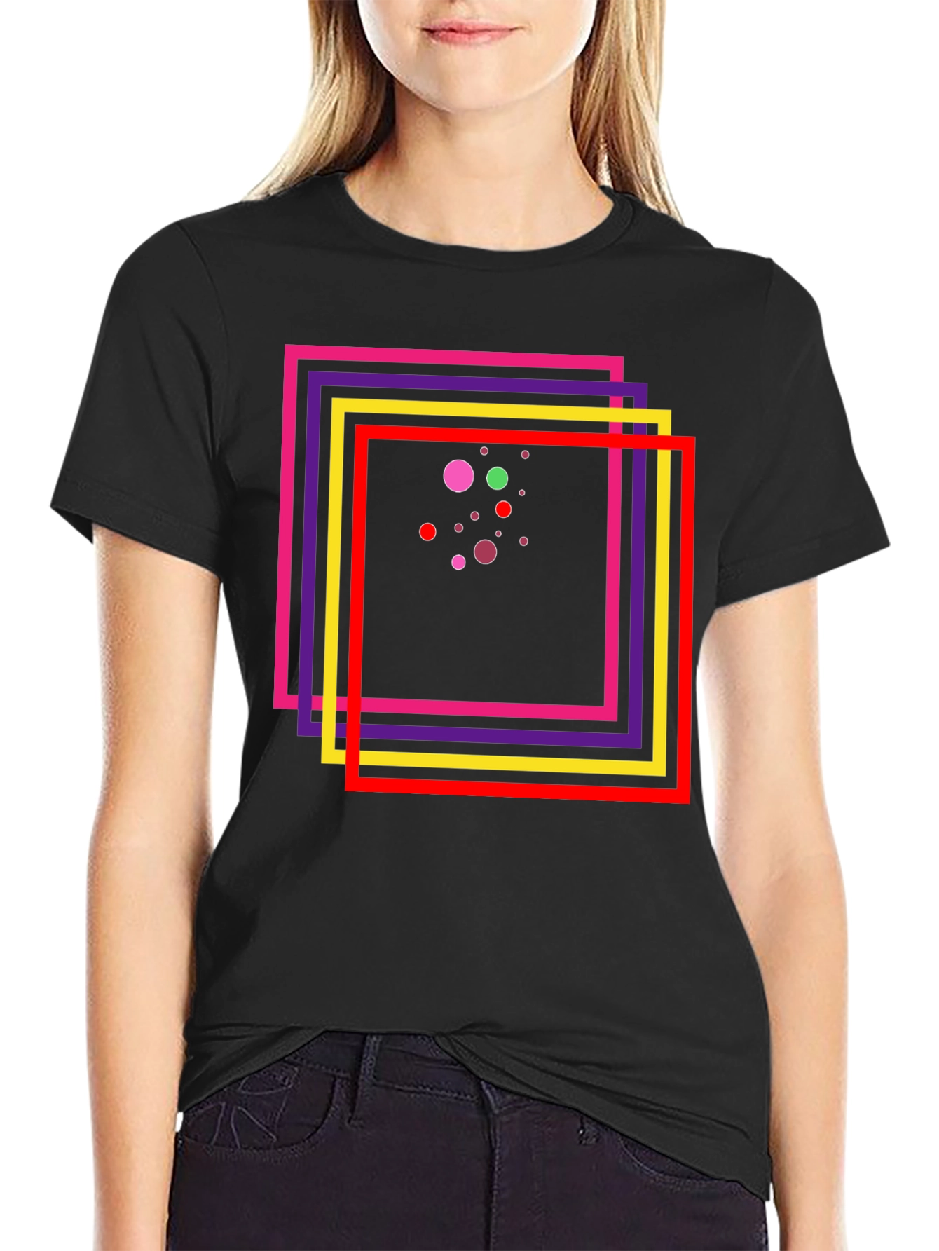 Abstract Geometric Graphic Tee - Black
