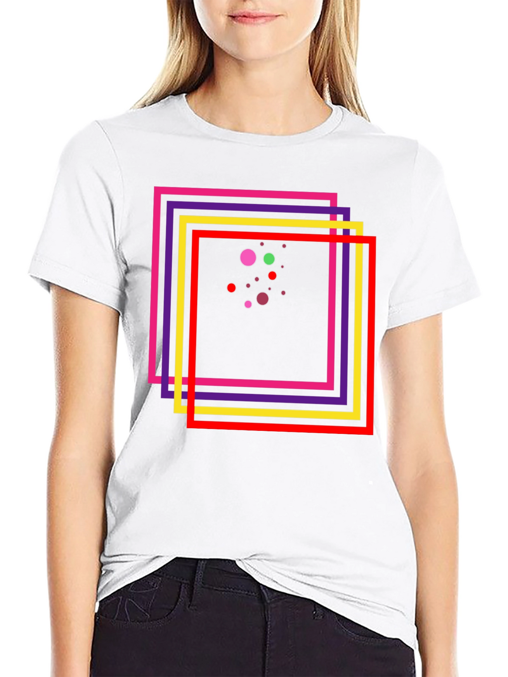 Abstract Geometric Graphic Tee - Black