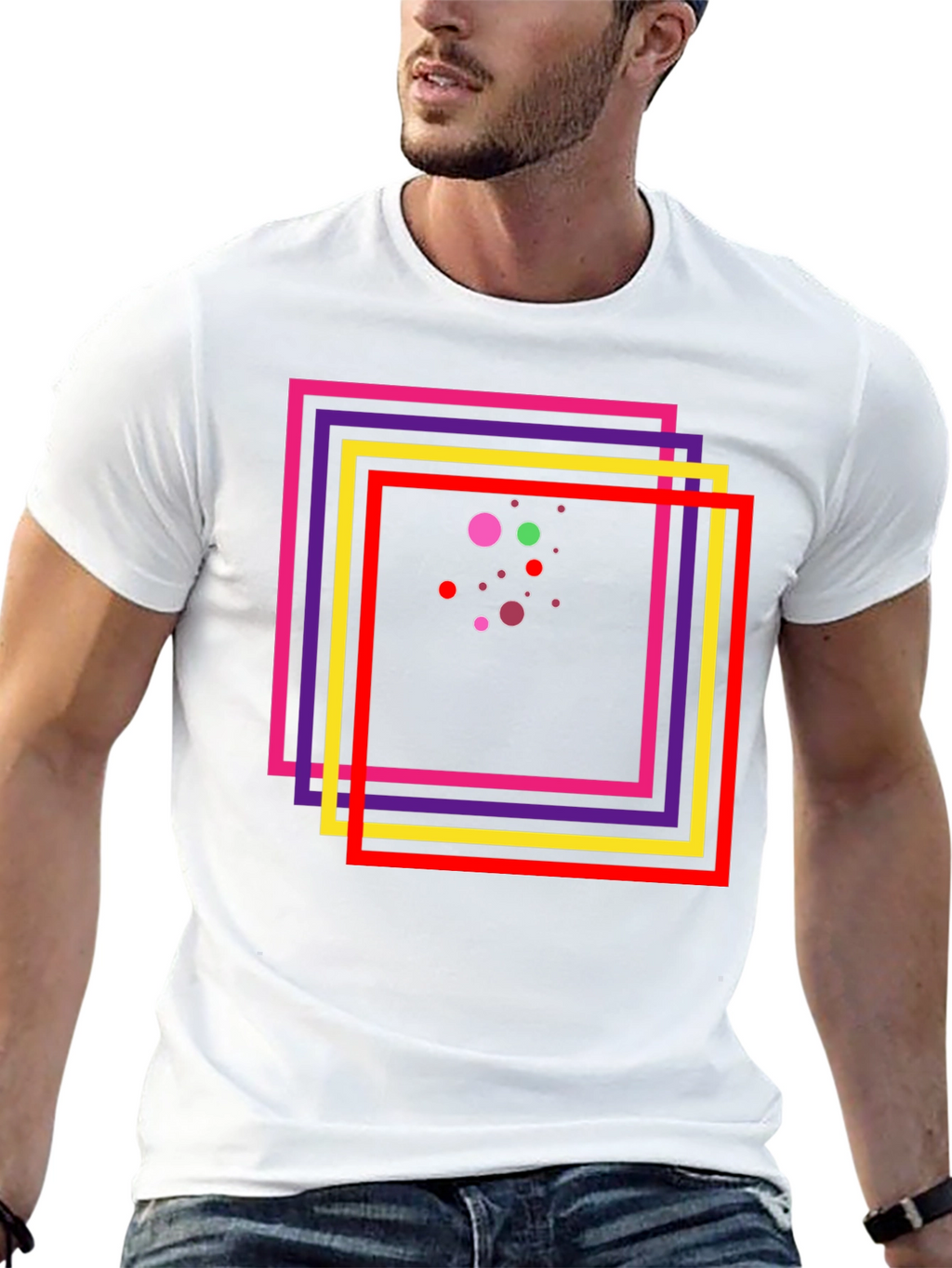 Abstract Geometric Graphic Tee - Black