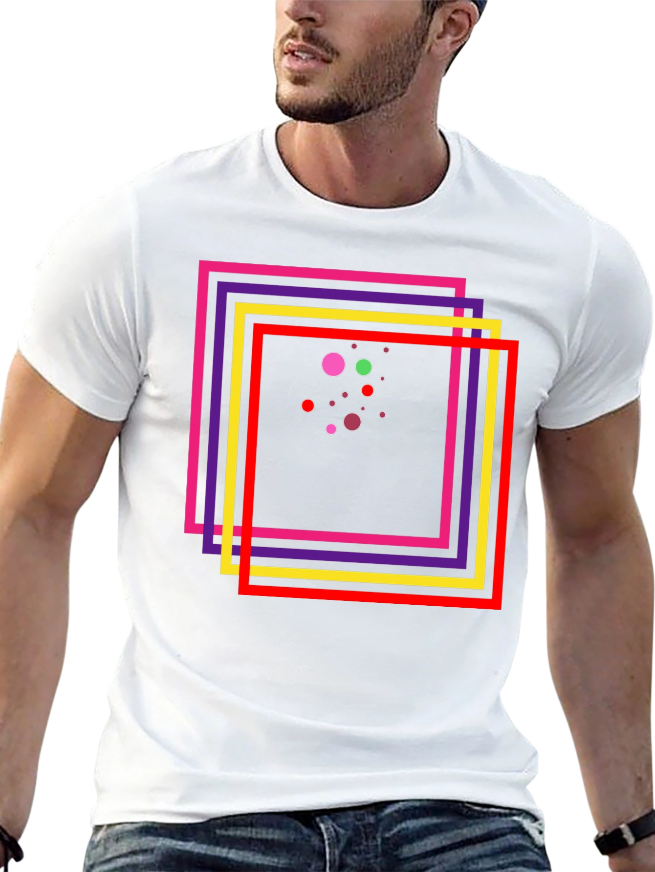 Abstract Geometric Graphic Tee - Black
