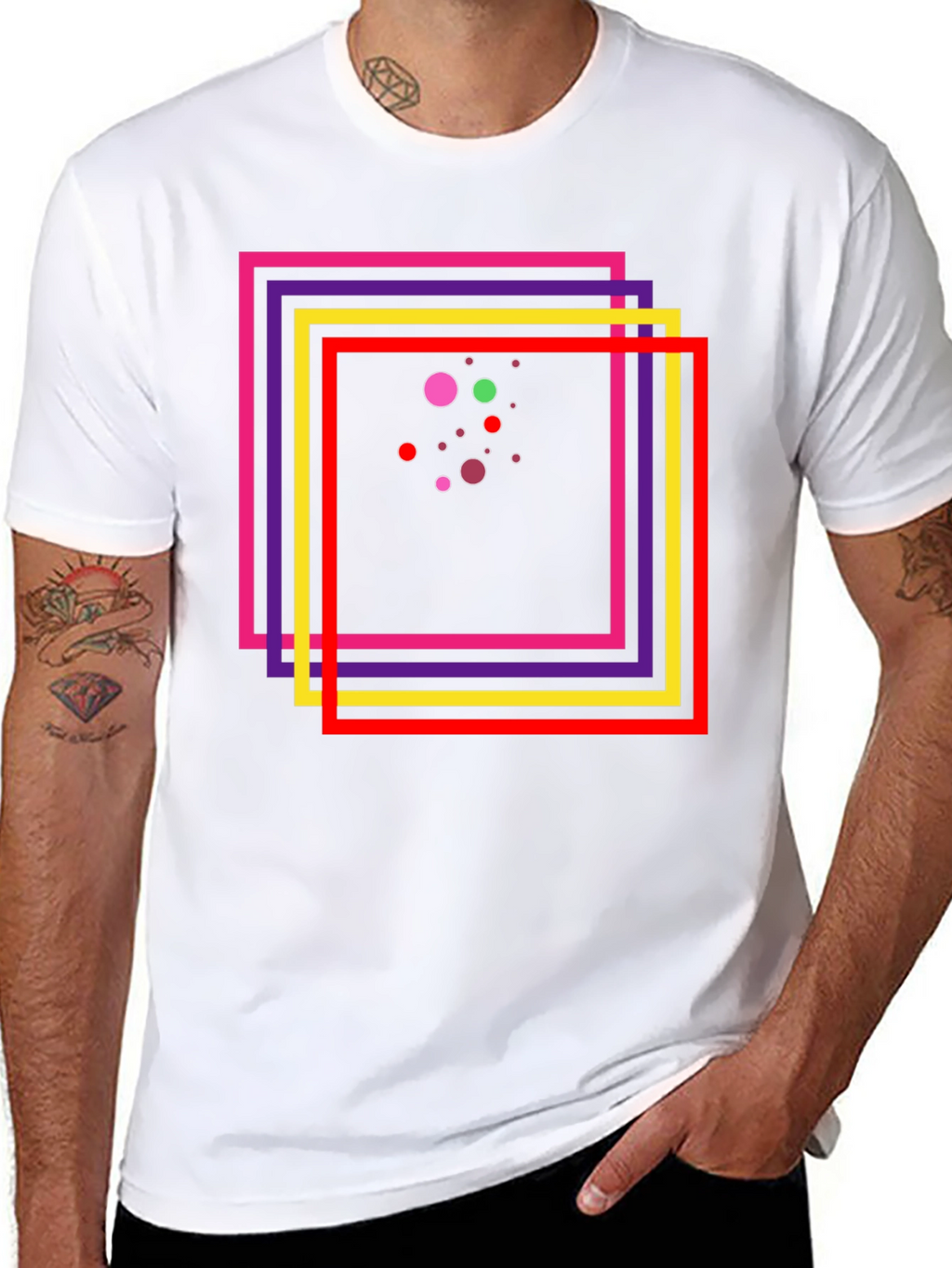 Abstract Geometric Graphic Tee - Black
