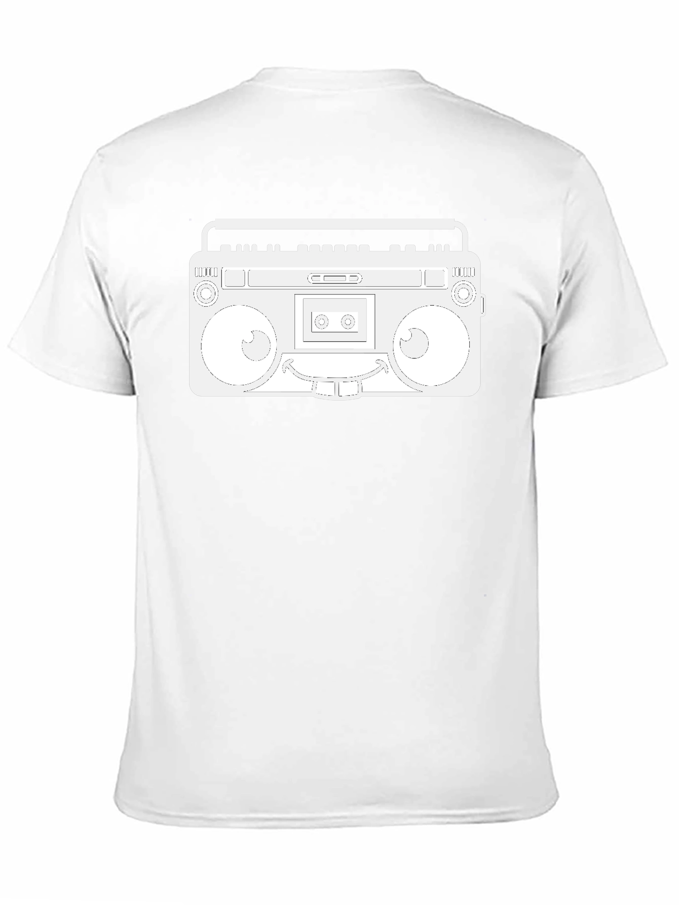 Retro Boombox Graphic Tee - Black Cotton Casual Wear