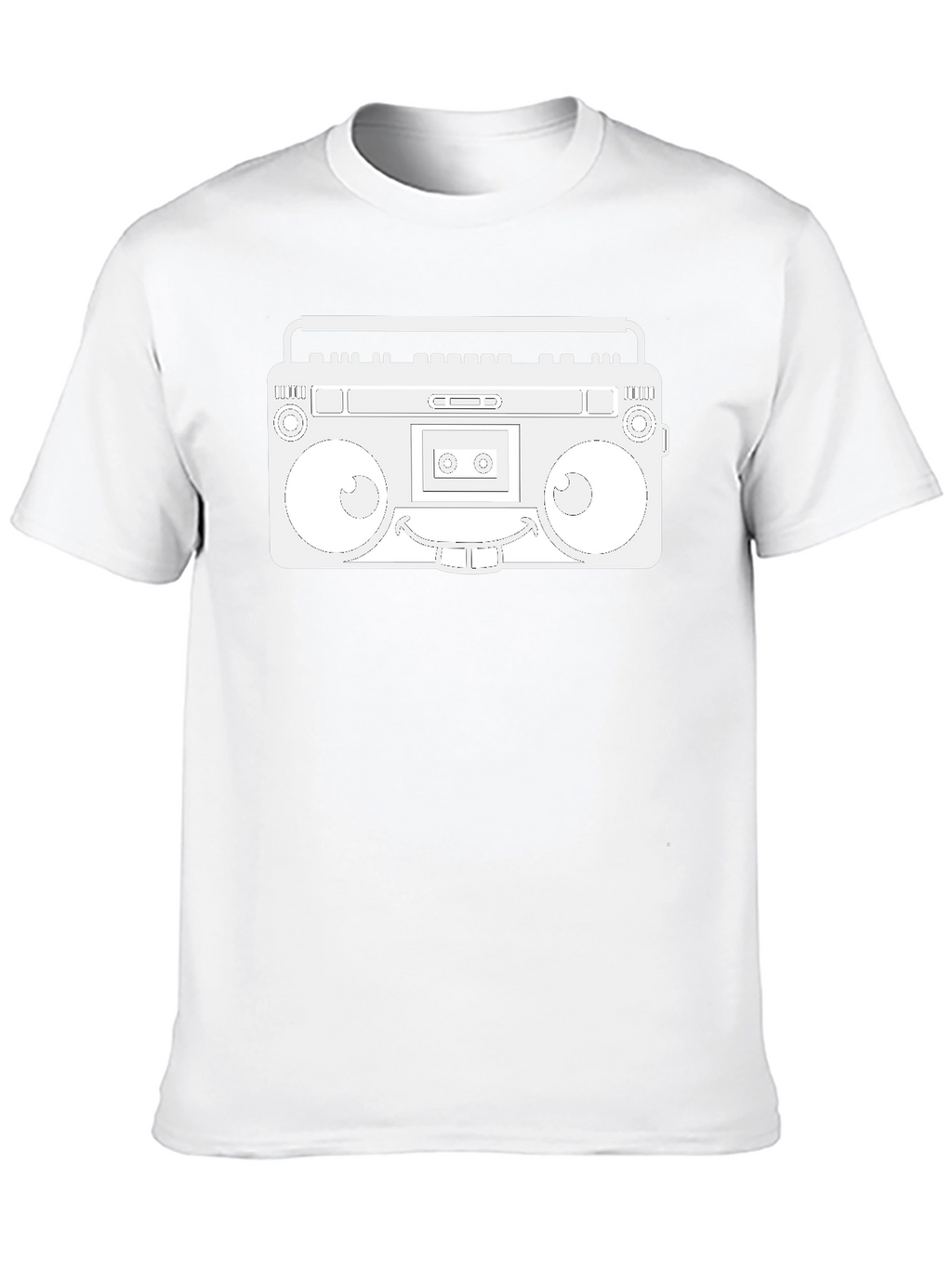 Retro Boombox Graphic Tee - Black Cotton Casual Wear