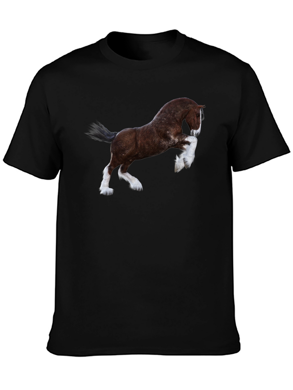 Majestic Horse Graphic Tee - Black Cotton T-Shirt