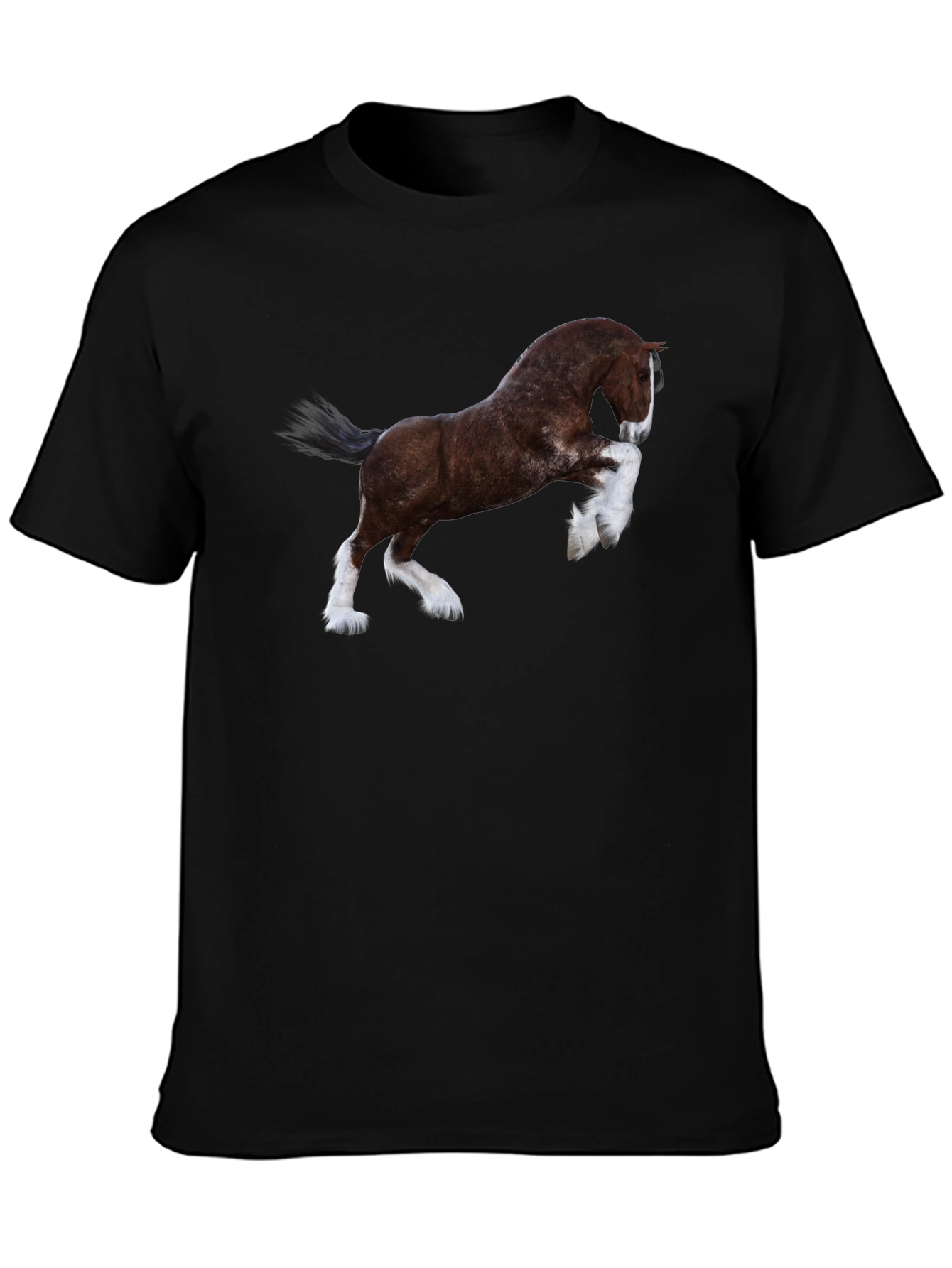 Majestic Horse Graphic Tee - Black Cotton T-Shirt