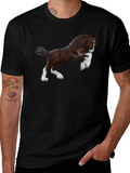 Majestic Horse Graphic Tee - Black Cotton T-Shirt