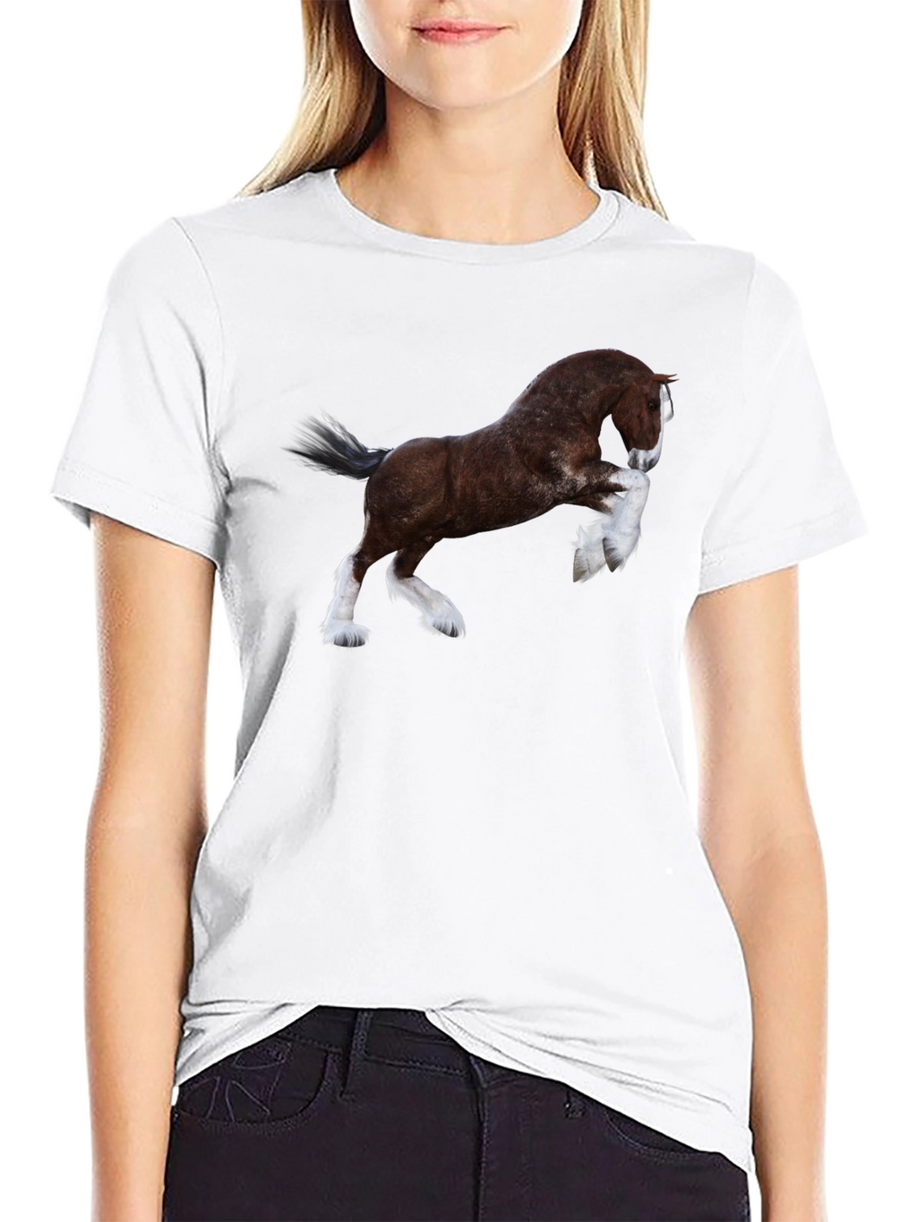 Majestic Horse Graphic Tee - Black Cotton T-Shirt