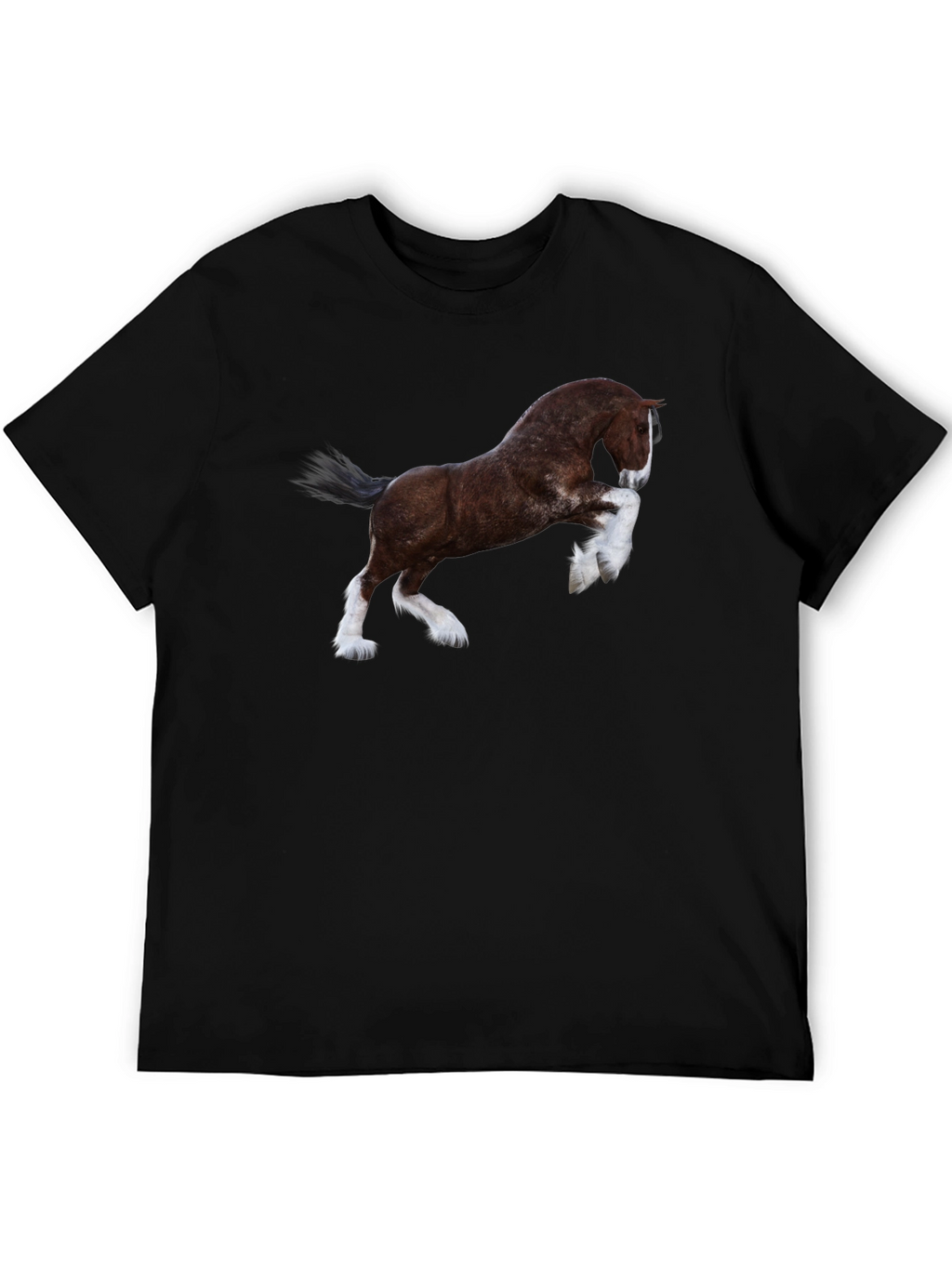 Majestic Horse Graphic Tee - Black Cotton T-Shirt