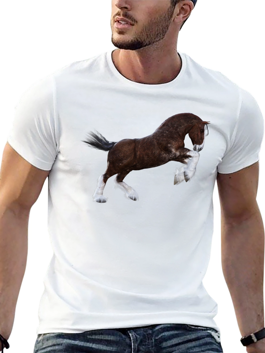 Majestic Horse Graphic Tee - Black Cotton T-Shirt