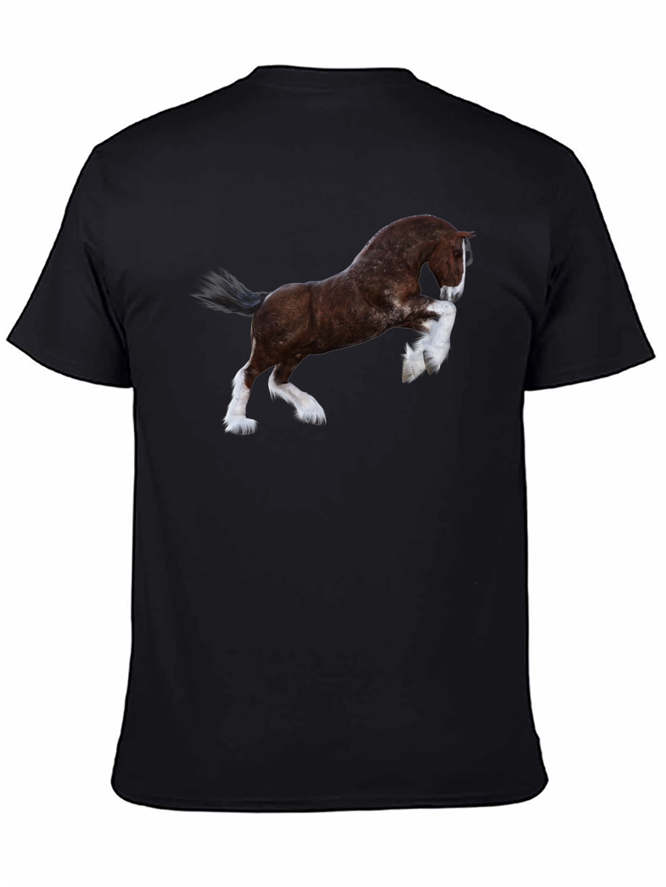 Majestic Horse Graphic Tee - Black Cotton T-Shirt