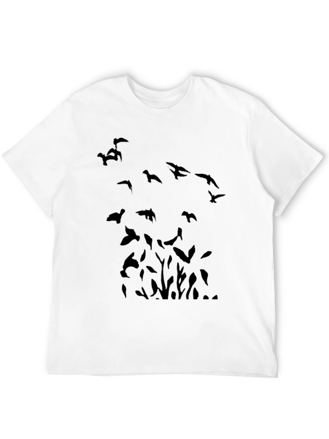 Birds Graphic Print Black Casual T-Shirt