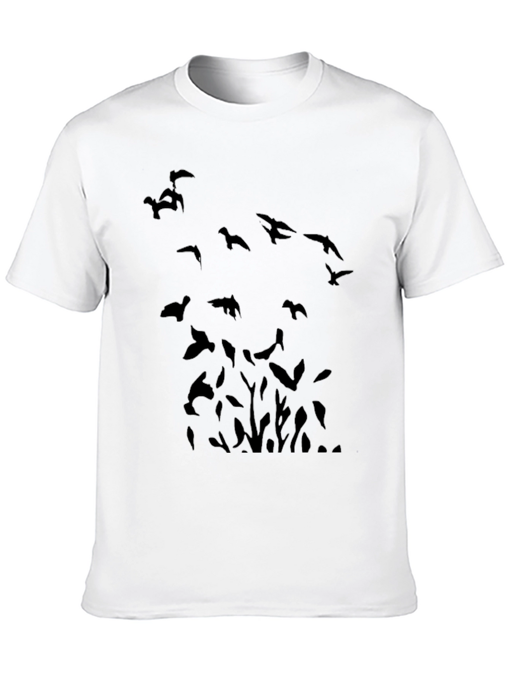 Birds Graphic Print Black Casual T-Shirt