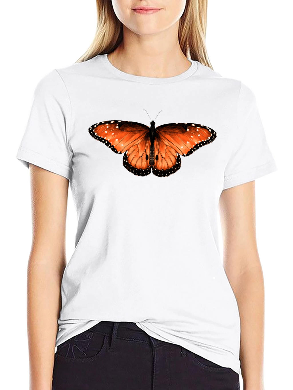 Butterfly Print Black T-Shirt