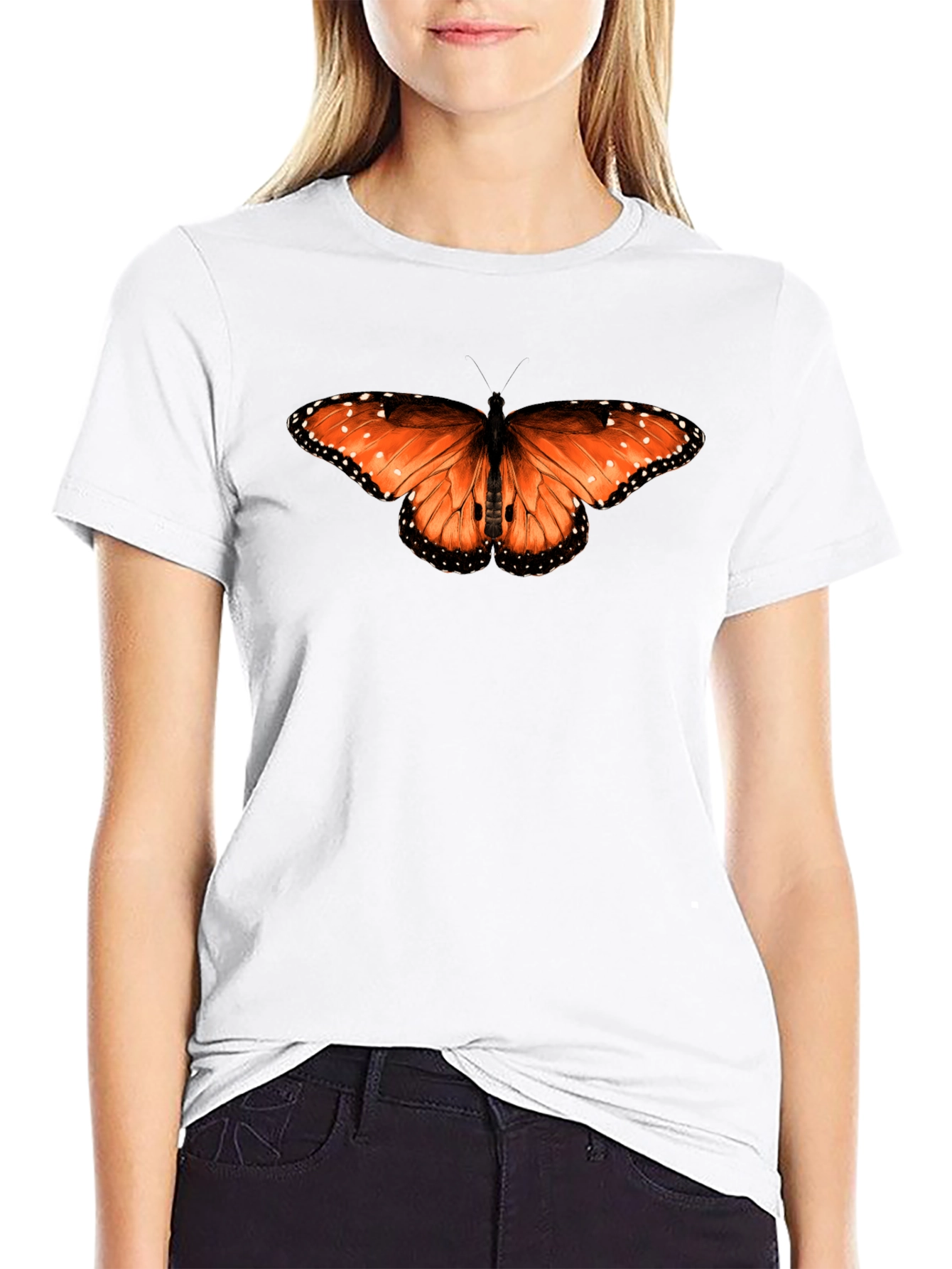 Butterfly Print Black T-Shirt