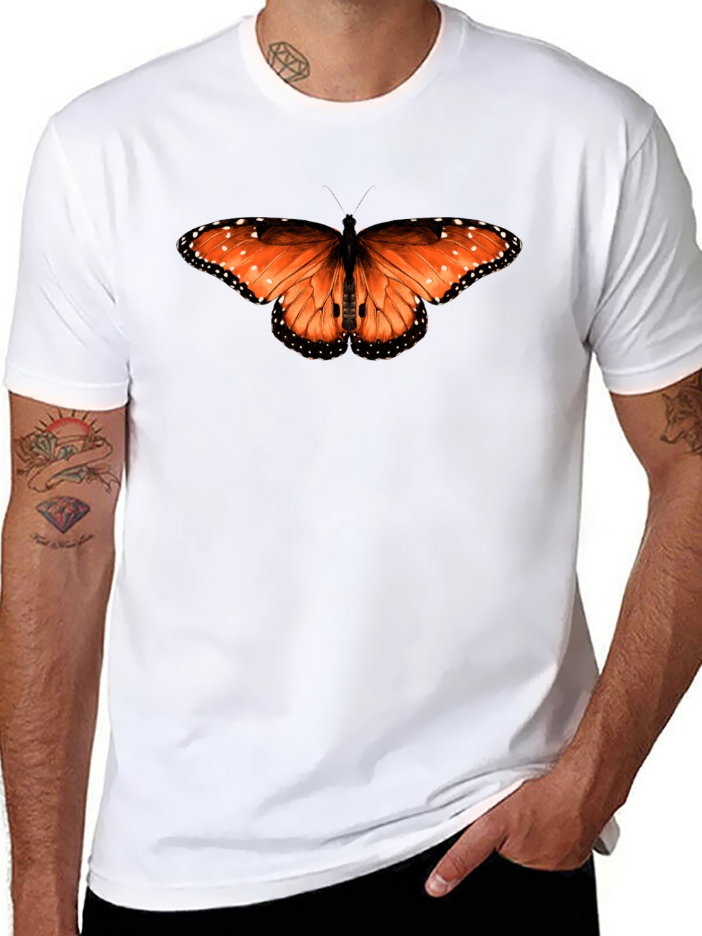 Butterfly Print Black T-Shirt