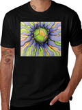Abstract Earth Graphic Black T-Shirt
