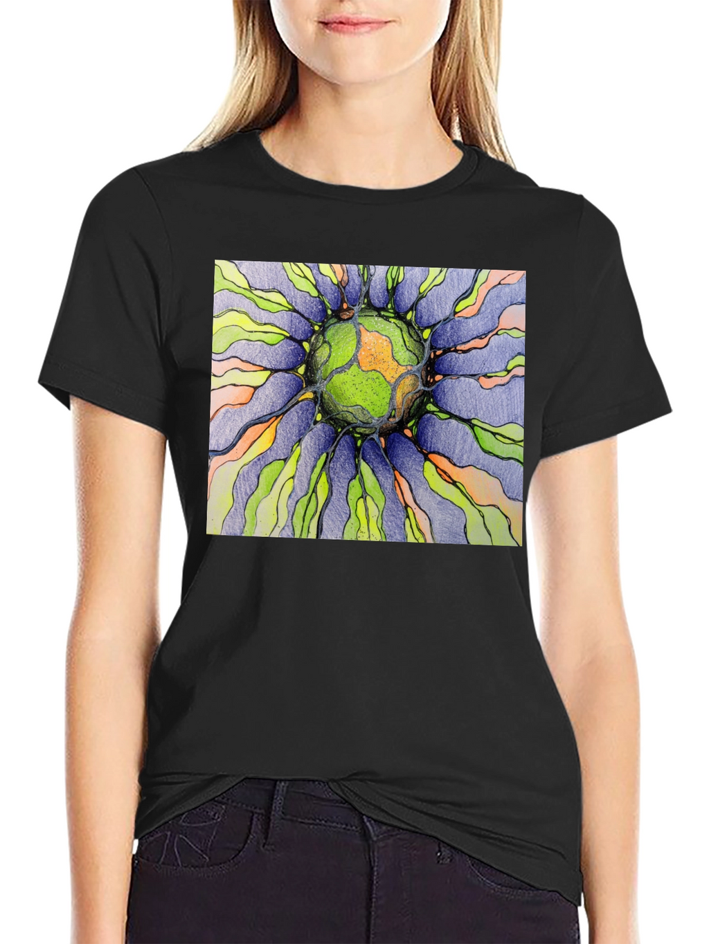 Abstract Earth Graphic Black T-Shirt