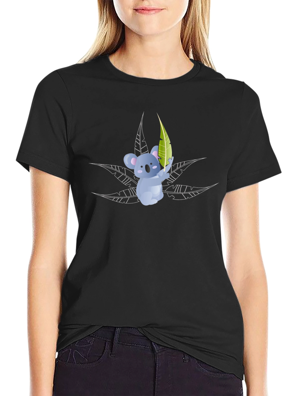 Koala Bear Graphic T-Shirt - Black Cotton Tee