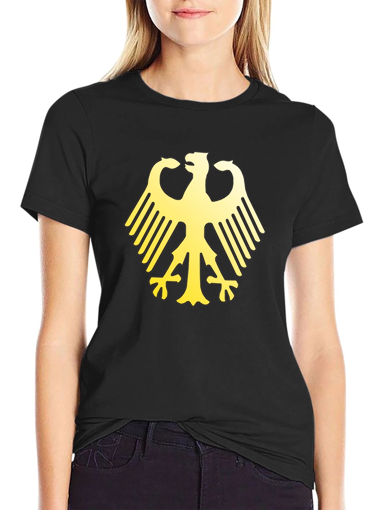 German Eagle Graphic Print Black T-Shirt