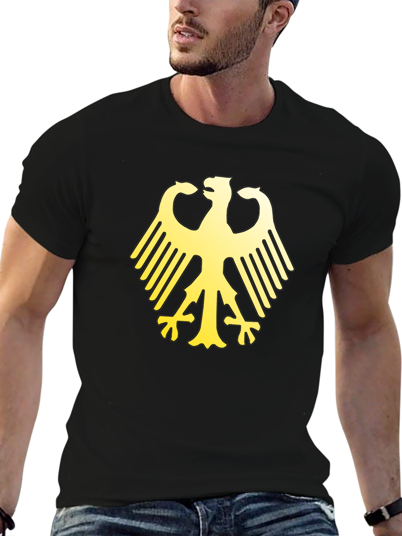 German Eagle Graphic Print Black T-Shirt