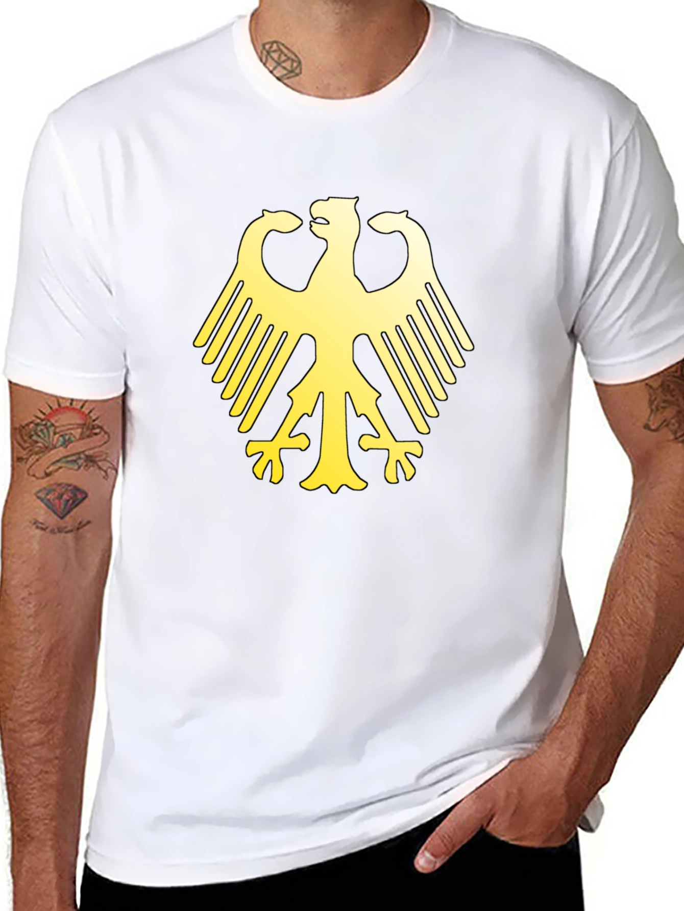 German Eagle Graphic Print Black T-Shirt