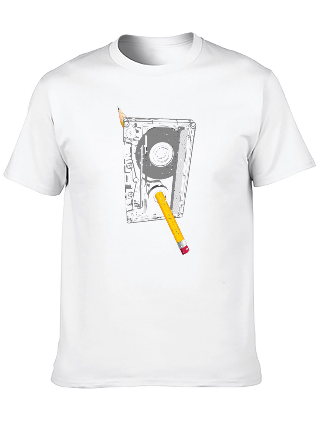 Cassette Tape & Pencil Graphic T-Shirt