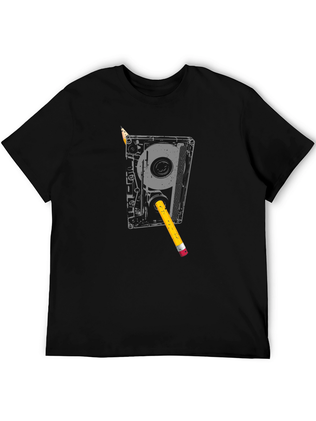 Cassette Tape & Pencil Graphic T-Shirt