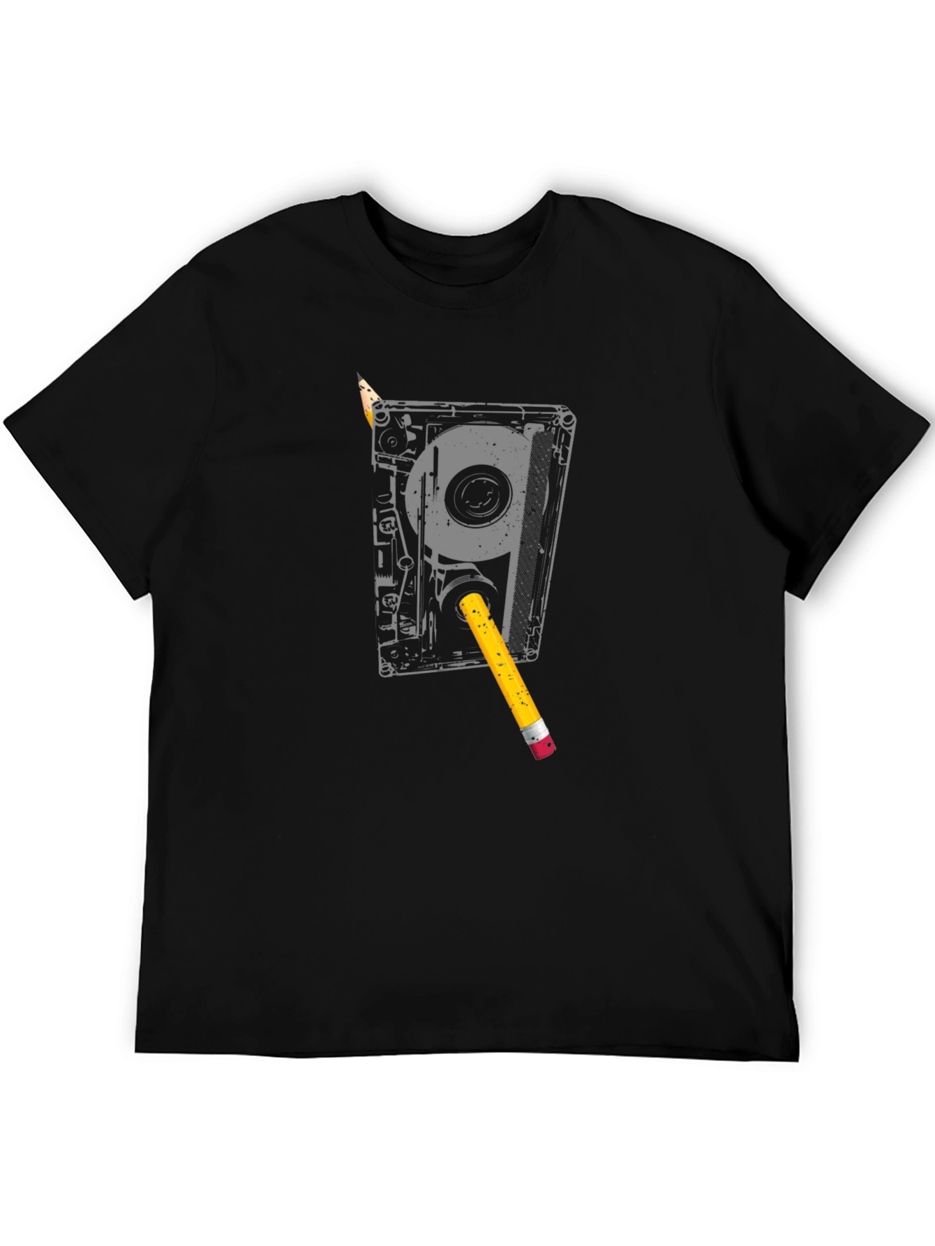 Cassette Tape & Pencil Graphic T-Shirt